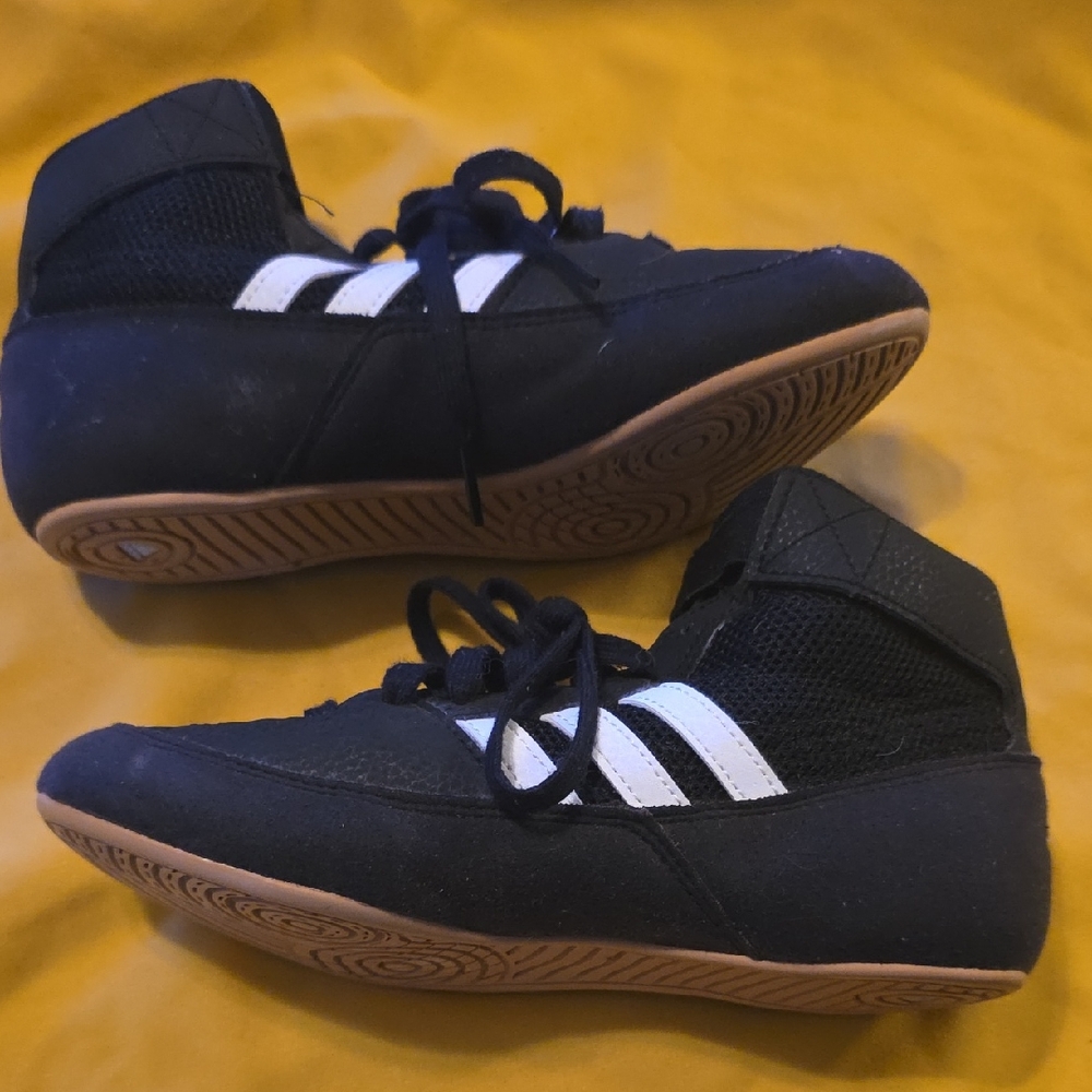 Adidas Kids Black Sneakers with White Stripes